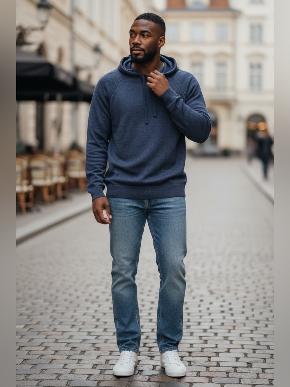 Banana Republic Knit Hooded Pullover - Denim Blue
